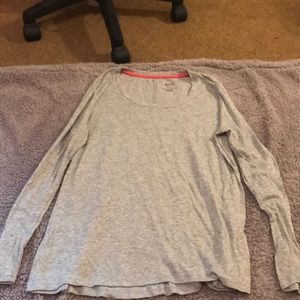 Grey cotton long sleeve top